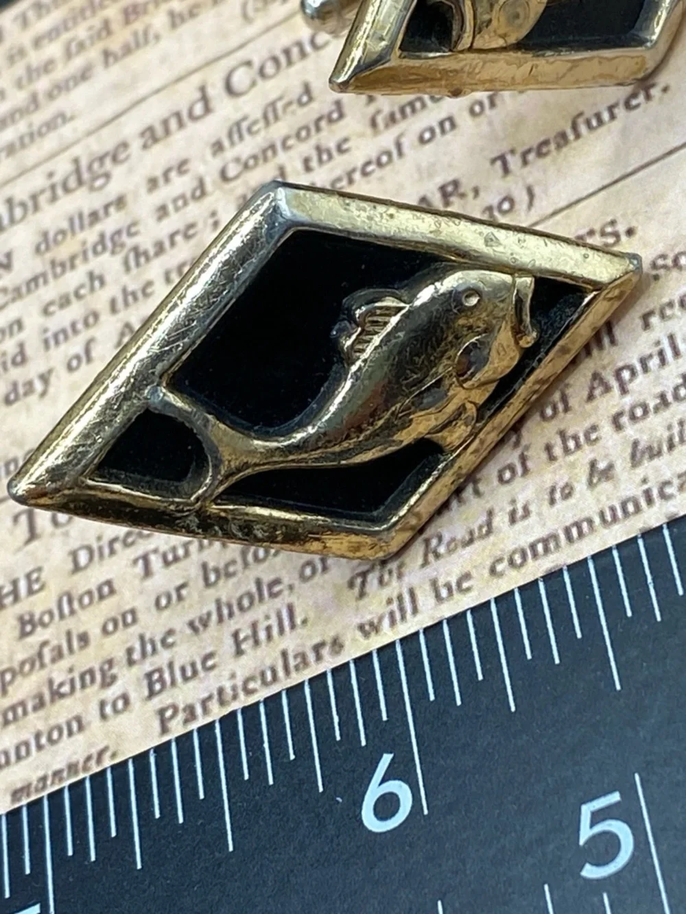 Vintage Fish Motif Black and Gold Cufflinks for Men